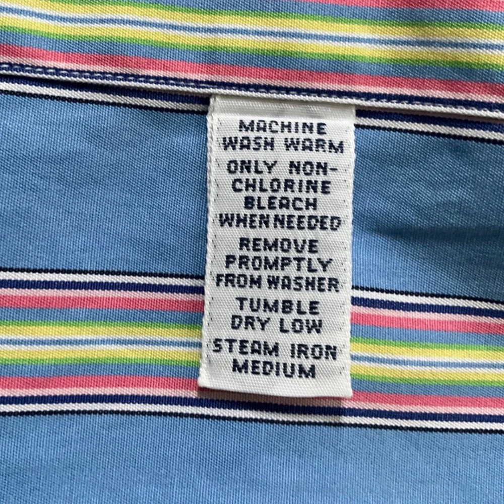 Ralph Lauren Classic Fit Blue Multicolor Stripe Button Down Shirt Mens 16.5 L